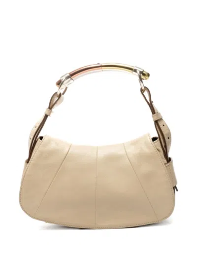 Pre-owned Saint Laurent 1990-2000s Mombasa Leather Shoulder Bag In Neutral