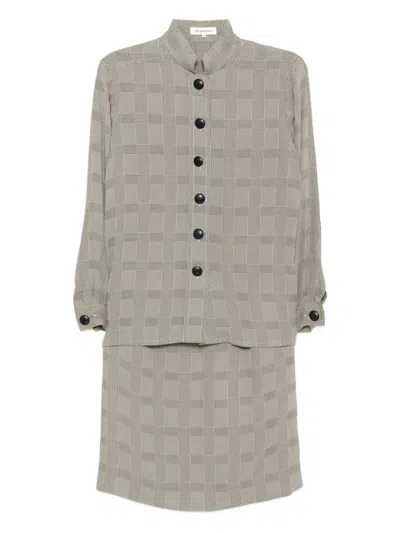 Pre-owned Saint Laurent 1990-2000s Plaid-printed Set In Gray