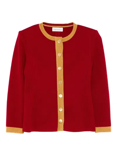 Pre-owned Saint Laurent 1990-2000s Single-breasted Collarless Jacket In Red