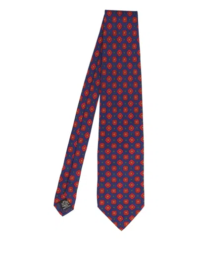 Pre-owned Saint Laurent 1990 Patterned Silk Tie In Blue