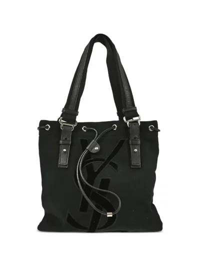 Pre-owned Saint Laurent 1990s-2000s Kahala Logo-detail Canvas Tote Bag In Black
