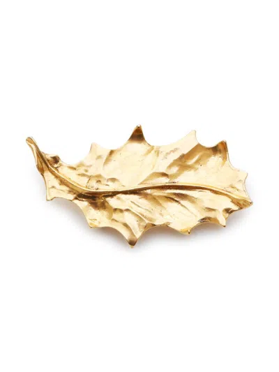 Pre-owned Saint Laurent 1990s-2000s Leaf-motif Brooch In Gold