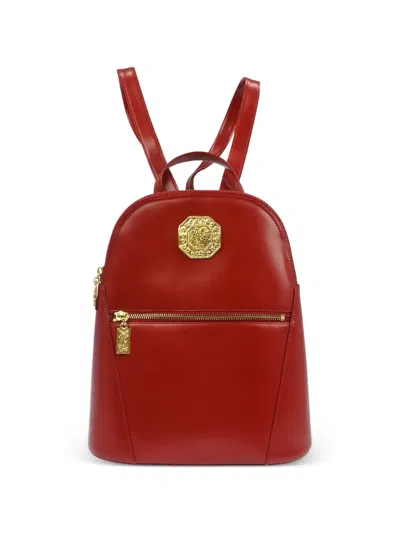 Pre-owned Saint Laurent 1990s Applique Leather Backpack In Red