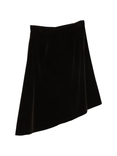 Pre-owned Saint Laurent 1990s Asymmetric Velvet Skirt In Brown