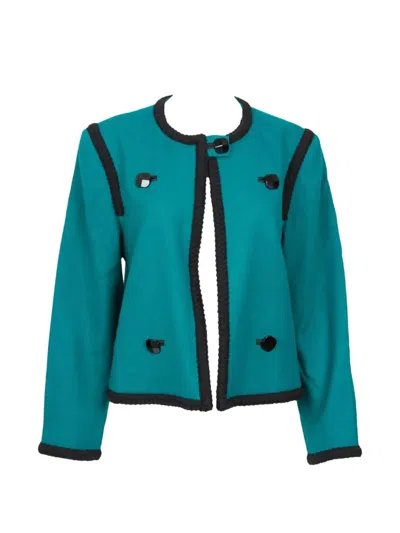 Pre-owned Saint Laurent 1990s Braided-trim Jacket In Green