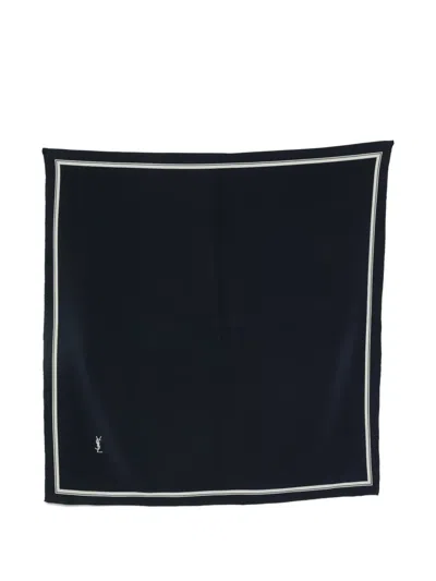 Pre-owned Saint Laurent 1990s Cassandre Logo-print Scarf In Blue