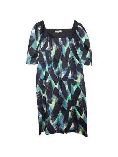 Pre-owned Saint Laurent 1990s Checkered Cotton Midi Dress In Black