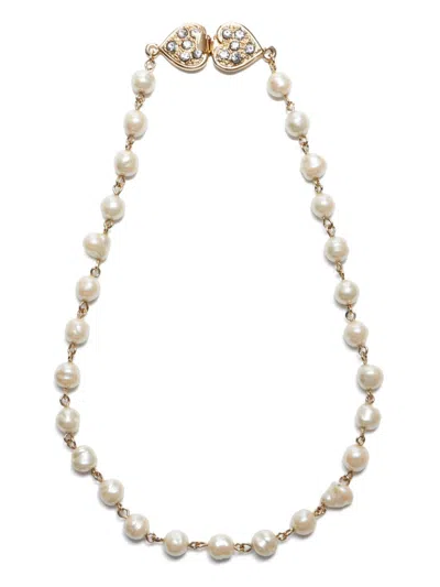 Pre-owned Saint Laurent 1990s Faux-pearl Necklace In Gold