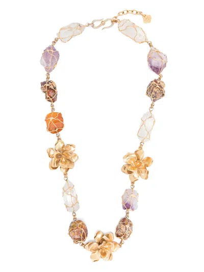 Pre-owned Saint Laurent 1990s Flower-detail Necklace In Gold