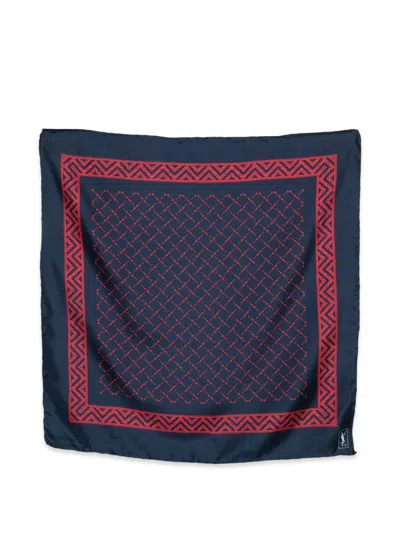 Pre-owned Saint Laurent 1990s Geometric Scarf In Blue