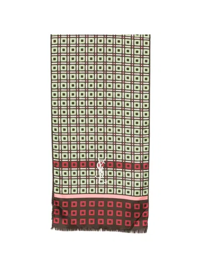 Pre-owned Saint Laurent 1990s Geometric-print Scarf In Brown