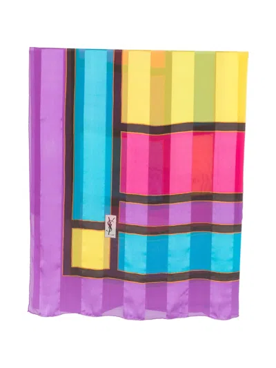 Pre-owned Saint Laurent 1990s Geometric-print Scarf In Purple