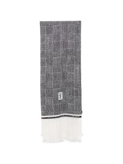Pre-owned Saint Laurent 1990s Glen Check Scarf In Black