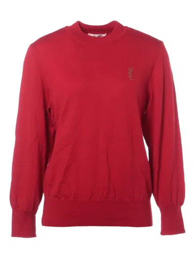 Pre-owned Saint Laurent 1990s Logo-embroidery Sweater In Red
