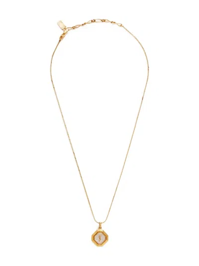 Pre-owned Saint Laurent 1990s Logo-pendant Necklace In Gold