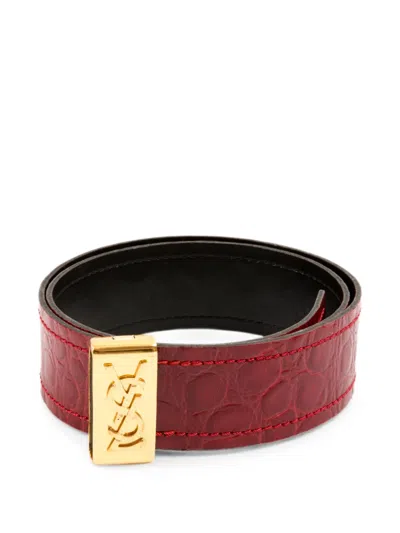 Pre-owned Saint Laurent 1990s Logo Plaque Belt In Red