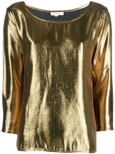Pre-owned Saint Laurent 1990s Long-sleeved Metallic Blouse In Gold
