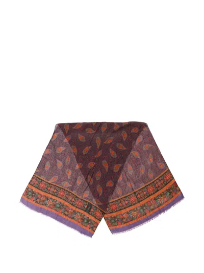 Pre-owned Saint Laurent 1990s Paisley-print Scarf In Purple