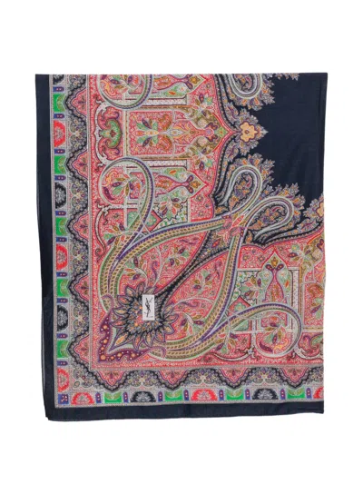 Pre-owned Saint Laurent 1990s Paisley-print Scarf In Red