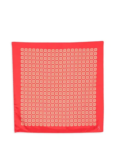 Pre-owned Saint Laurent 1990s Patterned Silk Scarf In Red