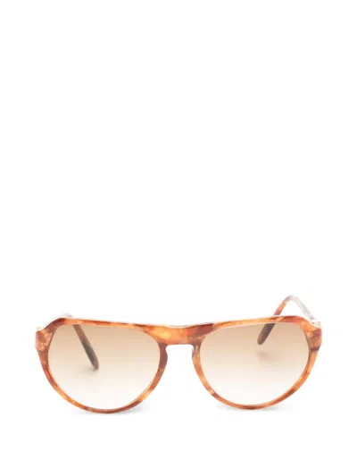Pre-owned Saint Laurent 1990s Priam Geometric Sunglasses In Brown