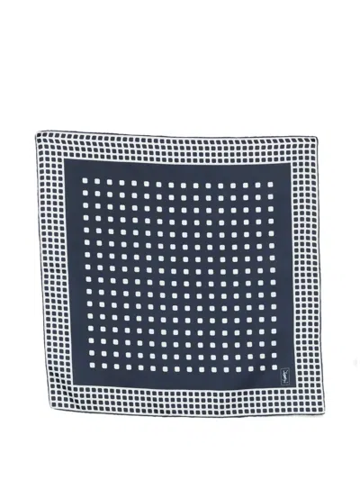 Pre-owned Saint Laurent 1990s Silk Scarf In Blue