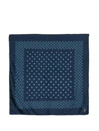 Pre-owned Saint Laurent 1990s Silk Scarf In Blue