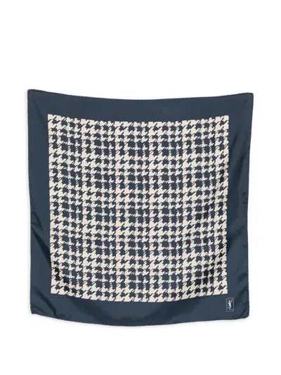 Pre-owned Saint Laurent 1990s Silk Scarf In Blue
