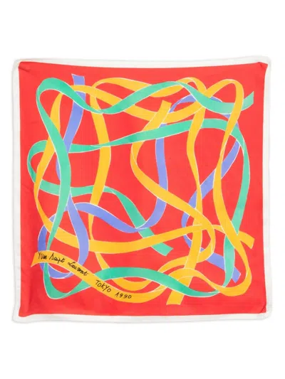 Pre-owned Saint Laurent 1990s Silk Scarf In Red