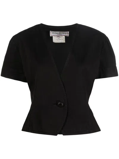 Pre-owned Saint Laurent 1990s Single-breasted Short-sleeved Jacket In Black