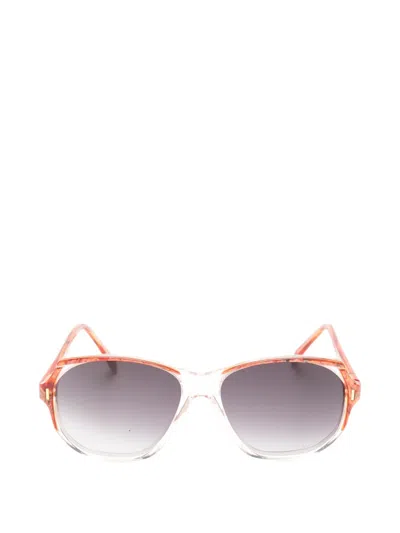 Pre-owned Saint Laurent 1990s Tortoiseshell-effect Gradient-lens Sunglasses In White