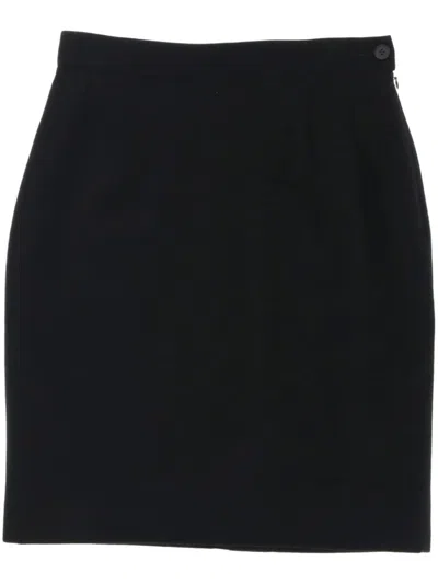 Pre-owned Saint Laurent 1990s Wool Pencil Skirt In Black