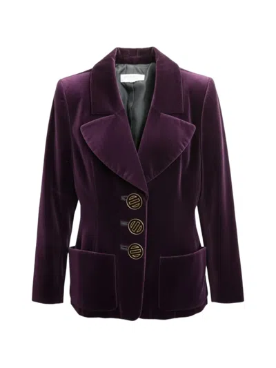 Pre-owned Saint Laurent 1992-1993 Velvet Button Jacket In Purple