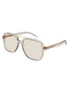 Saint Laurent Logo Square-frame Glasses In Neutral