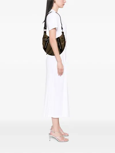 Pre-owned Saint Laurent 2000-2012 Canvas And Velvet Rive Gauche Pleated Hobo Bag In Green