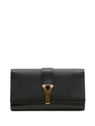 Pre-owned Saint Laurent 2000-2012 Leather Chyc Ligne Clutch Bag In Black