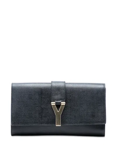 Pre-owned Saint Laurent 2000-2012 Leather Chyc Ligne Clutch Bag In Black