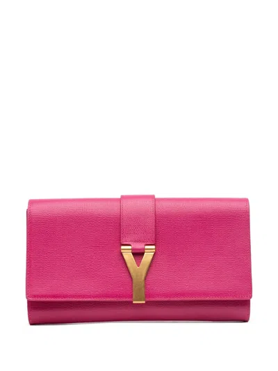 Pre-owned Saint Laurent 2000-2012 Leather Chyc Ligne Clutch Bag In Pink