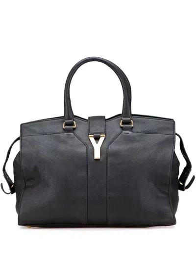 Pre-owned Saint Laurent 2000-2012 Medium Leather Cabas Chyc Satchel In Black