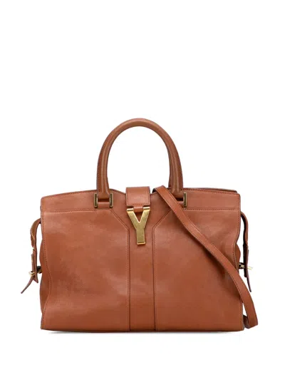Pre-owned Saint Laurent 2000-2012 Small Sheepskin Cabas Chyc Satchel In Brown