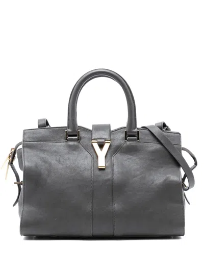 Pre-owned Saint Laurent 2000-2012 Small Sheepskin Cabas Chyc Satchel In Gray