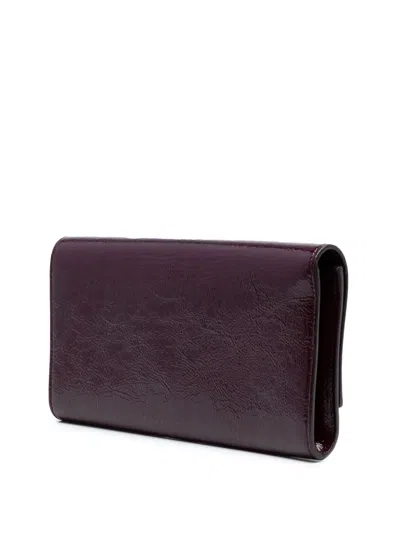 Pre-owned Saint Laurent 2000-2012 Small Textured Patent Belle De Jour Clutch Bag In Red