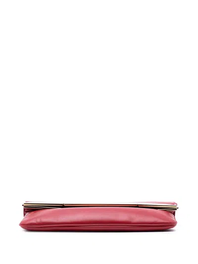Pre-owned Saint Laurent 2000-2012 Smooth Calfskin Courtney Flap Clutch Bag In Red