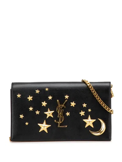 Pre-owned Saint Laurent 2000-2024 Leather Moon And Star Monogram Kate Wallet On Chain Crossbody Bag