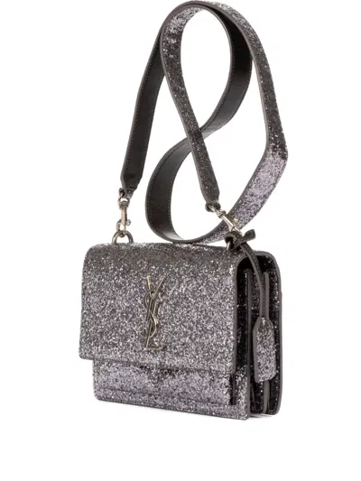Pre-owned Saint Laurent 2000 Glitter Crossbody Bag In Silver