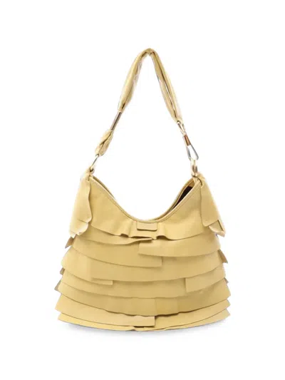 Pre-owned Saint Laurent 2000 Saint-tropez Ruffled Shoulder Bag In Neutrals