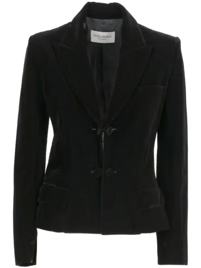 Pre-owned Saint Laurent 2000 Velvet Single-breasted Blazer In Black