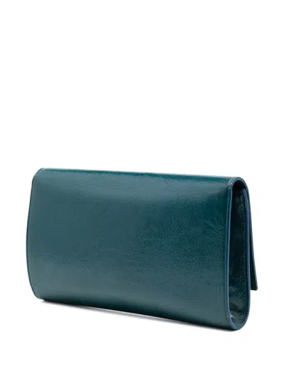 Pre-owned Saint Laurent 2000-2012 Large Textured Patent Belle De Jour Clutch Bag In Blue