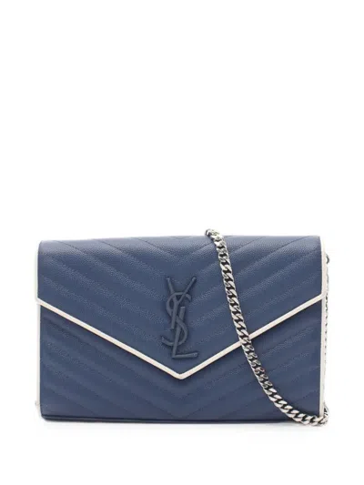 Pre-owned Saint Laurent 2000s Cassandra Chain Wallet In Blue