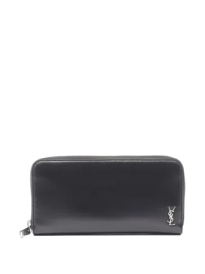 Pre-owned Saint Laurent 2000s Cassandra Leather Wallet In Black